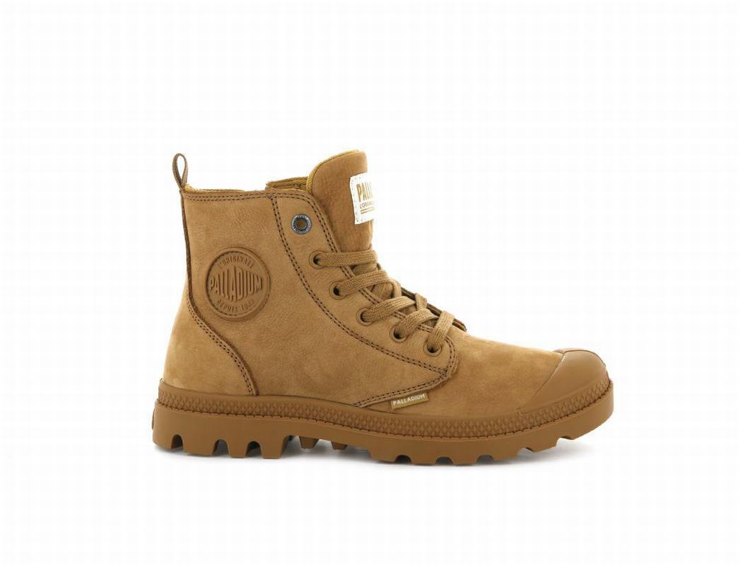 Botas Palladium Pampa Hi Zip Nubuck Mujer - Doradas ||CXQI-23514||